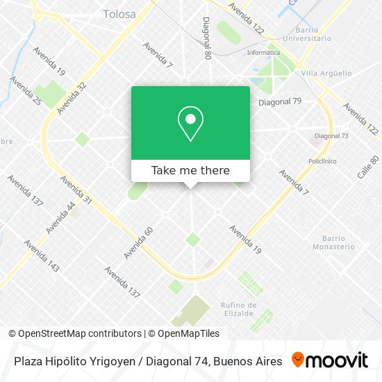 Mapa de Plaza Hipólito Yrigoyen / Diagonal 74