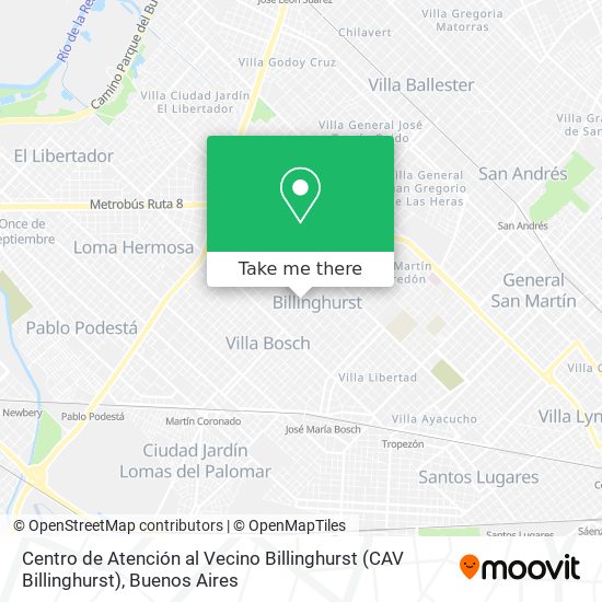 Mapa de Centro de Atención al Vecino Billinghurst (CAV Billinghurst)