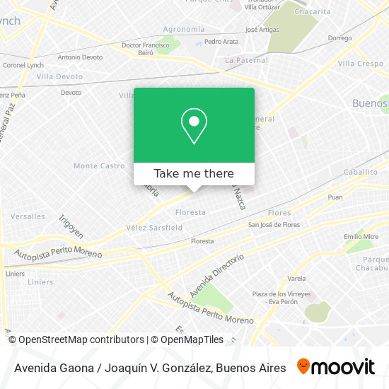 Avenida Gaona / Joaquín V. González map
