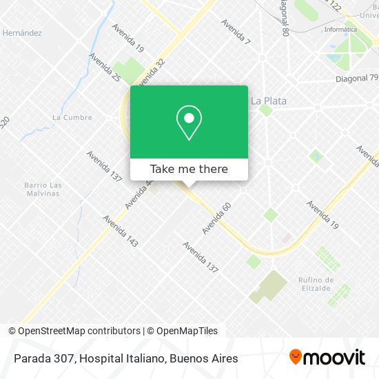 Parada 307, Hospital Italiano map
