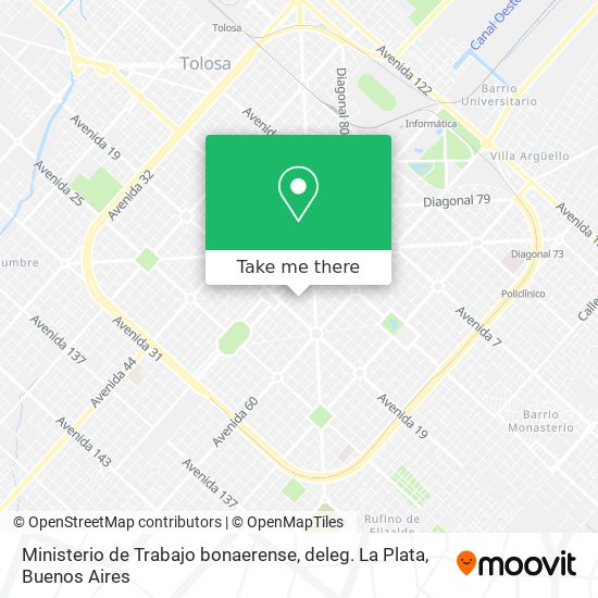 Mapa de Ministerio de Trabajo bonaerense, deleg. La Plata