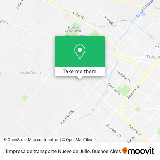 Empresa de transporte Nueve de Julio map