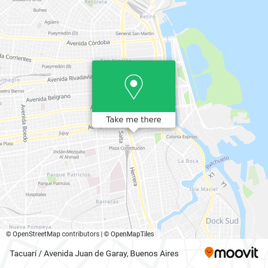 Mapa de Tacuarí / Avenida Juan de Garay