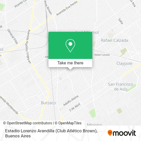 Mapa de Estadio Lorenzo Arandilla (Club Atlético Brown)