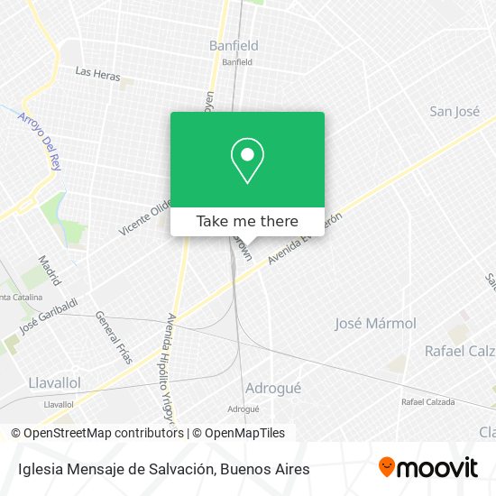 How to get to Iglesia Mensaje de Salvación in Lomas De Zamora by Colectivo  or Train?