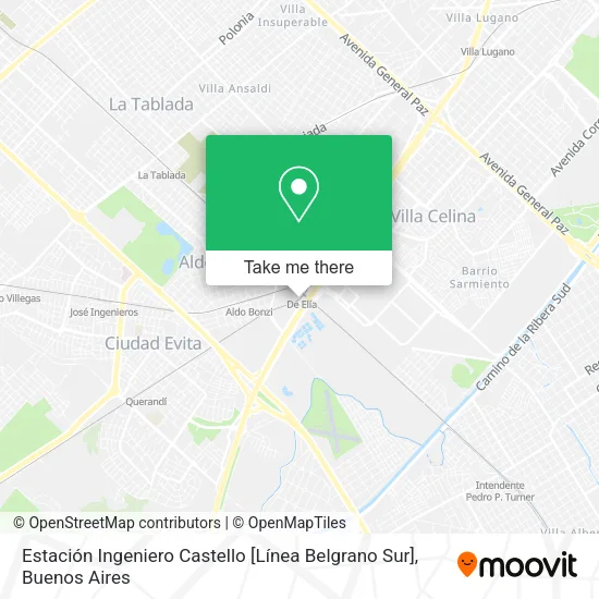 Mapa de Estación Ingeniero Castello [Línea Belgrano Sur]