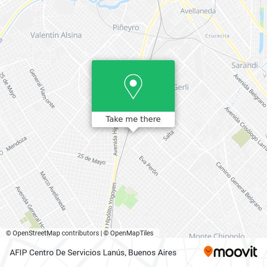 Mapa de AFIP Centro De Servicios Lanús
