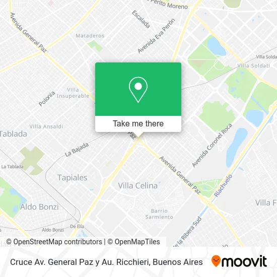 Cruce Av. General Paz y Au. Ricchieri map