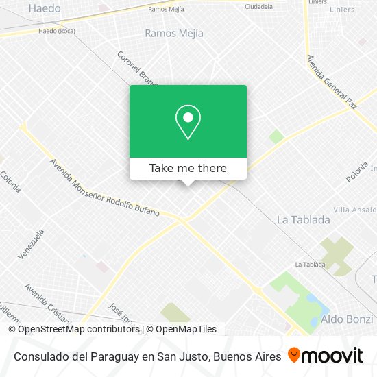 Mapa de Consulado del Paraguay en San Justo