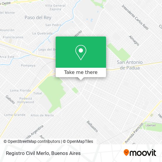 Registro Civil Merlo map