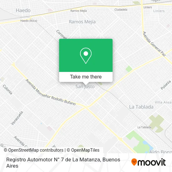 Mapa de Registro Automotor N° 7 de La Matanza
