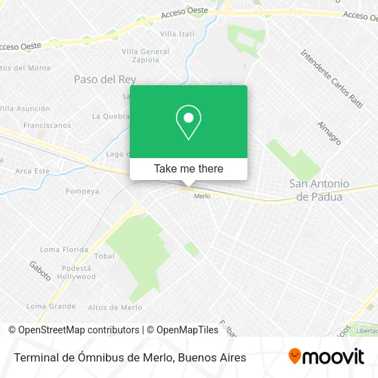 Mapa de Terminal de Ómnibus de Merlo