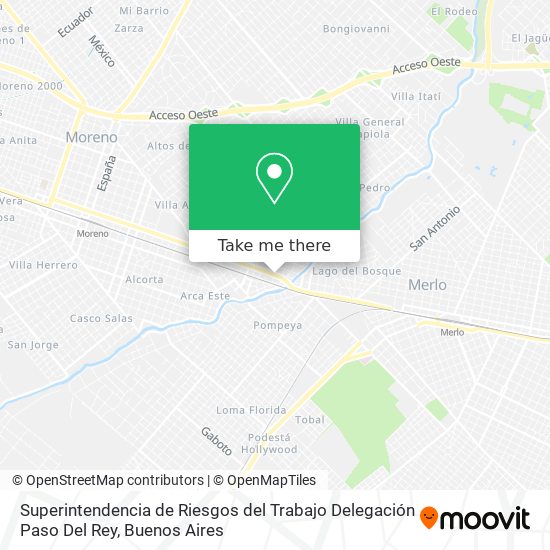 Mapa de Superintendencia de Riesgos del Trabajo Delegación Paso Del Rey