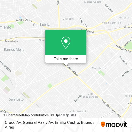 Mapa de Cruce Av. General Paz y Av. Emilio Castro