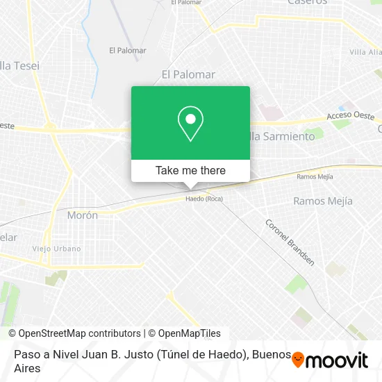 Mapa de Paso a Nivel Juan B. Justo (Túnel de Haedo)
