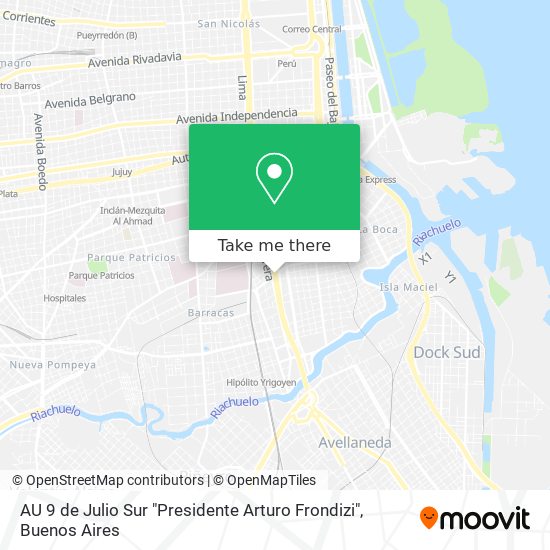 AU 9 de Julio Sur "Presidente Arturo Frondizi" map