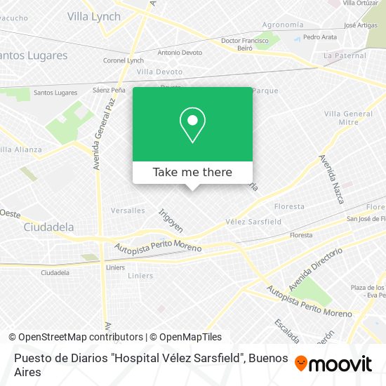Mapa de Puesto de Diarios "Hospital Vélez Sarsfield"