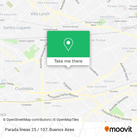 Mapa de Parada lineas 25 / 107