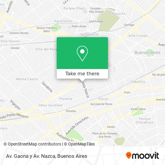 Av. Gaona y Av. Nazca map