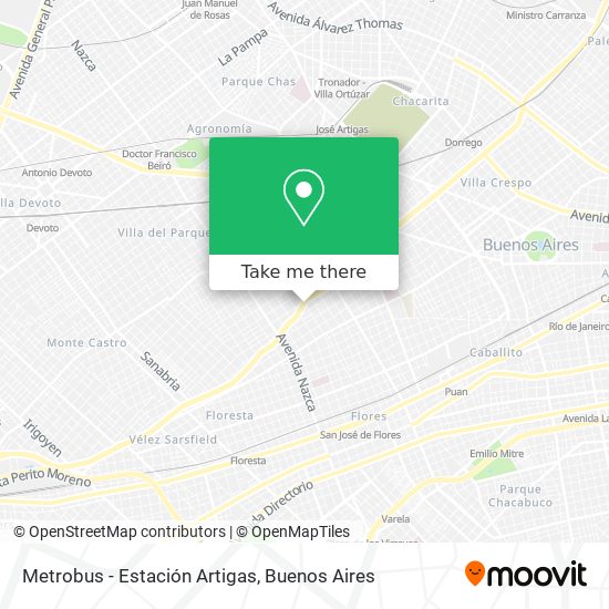 Mapa de Metrobus - Estación Artigas