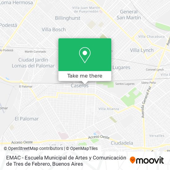 EMAC - Escuela Municipal de Artes y Comunicación de Tres de Febrero map