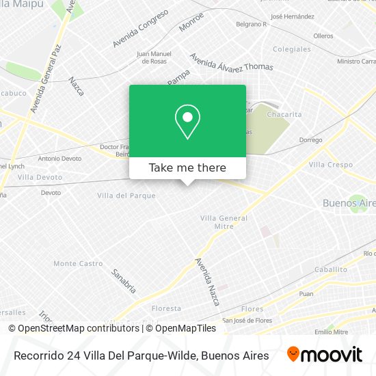 Recorrido 24 Villa Del Parque-Wilde map