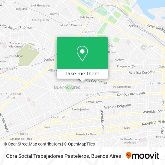 Obra Social Trabajadores Pasteleros map