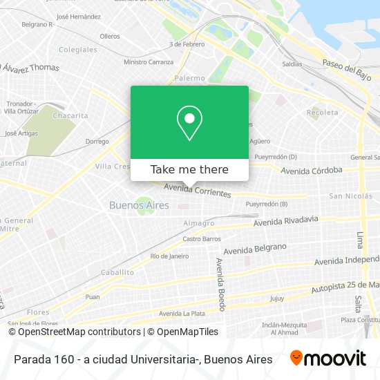 Mapa de Parada 160 - a ciudad Universitaria-