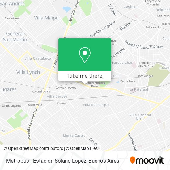 Metrobus - Estación Solano López map