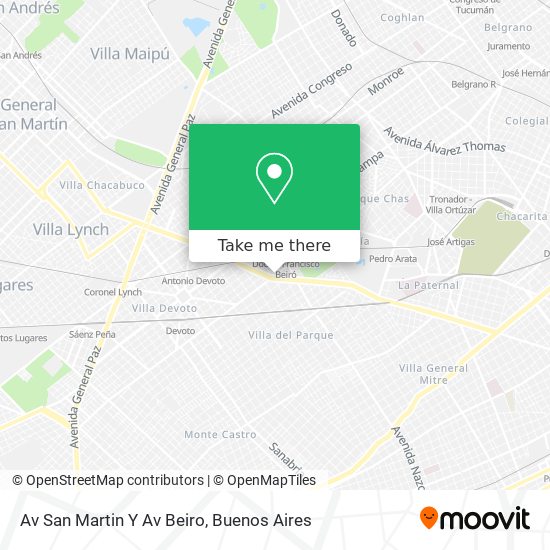 Mapa de Av San Martin Y Av Beiro