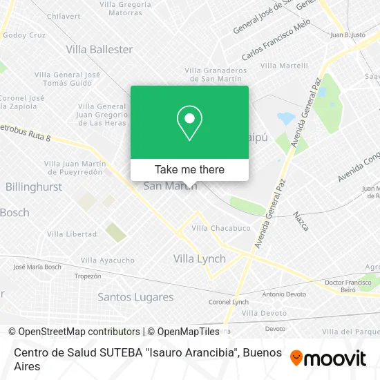 Mapa de Centro de Salud SUTEBA "Isauro Arancibia"