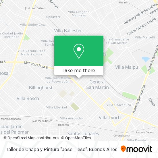 Mapa de Taller de Chapa y Pintura "José Tieso"