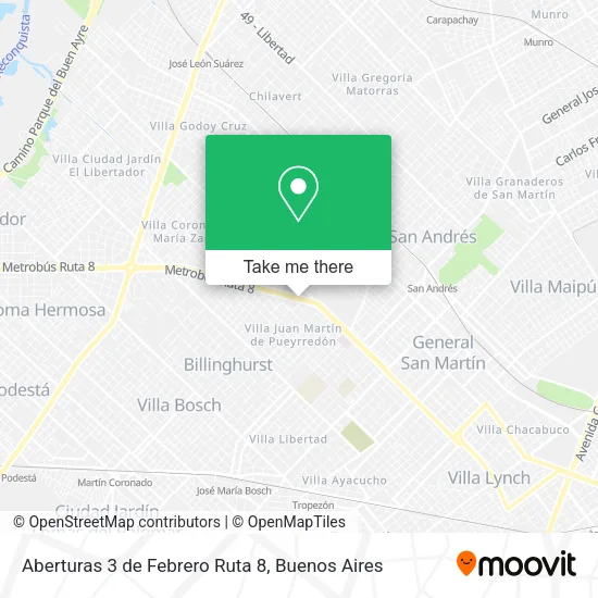 Mapa de Aberturas 3 de Febrero Ruta 8