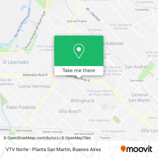 VTV Norte - Planta San Martín map