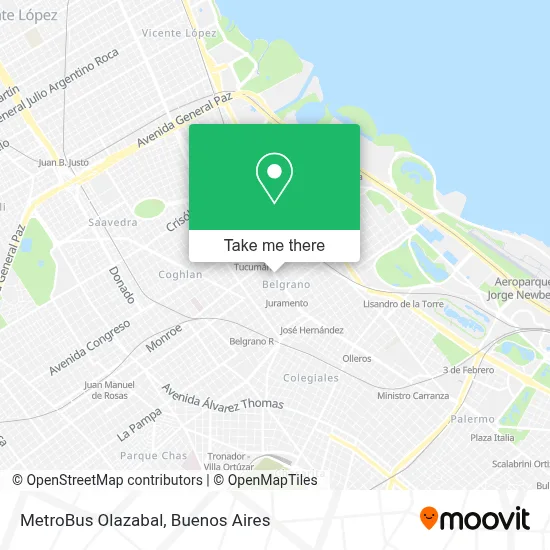 MetroBus Olazabal map