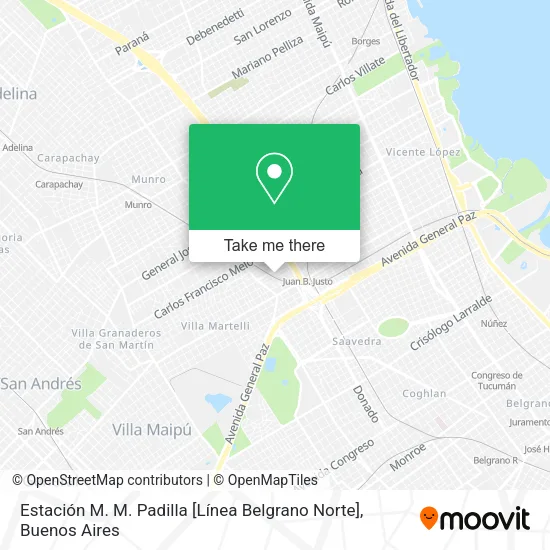 Mapa de Estación M. M. Padilla [Línea Belgrano Norte]