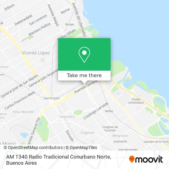 AM 1340 Radio Tradicional Conurbano Norte map