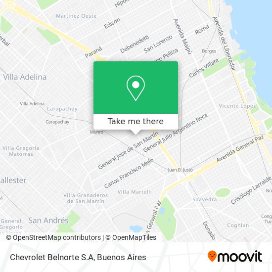  ¿Cómo llegar en autobús o tren a Chevrolet Belnorte S.A en Vicente López?