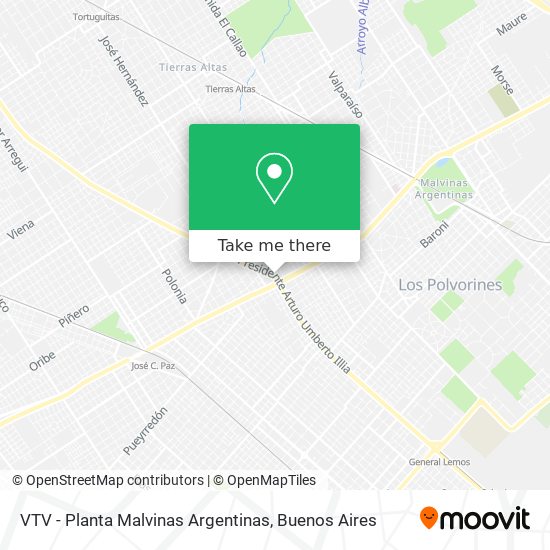 VTV - Planta Malvinas Argentinas map