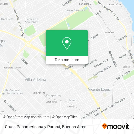 Mapa de Cruce Panamericana y Paraná