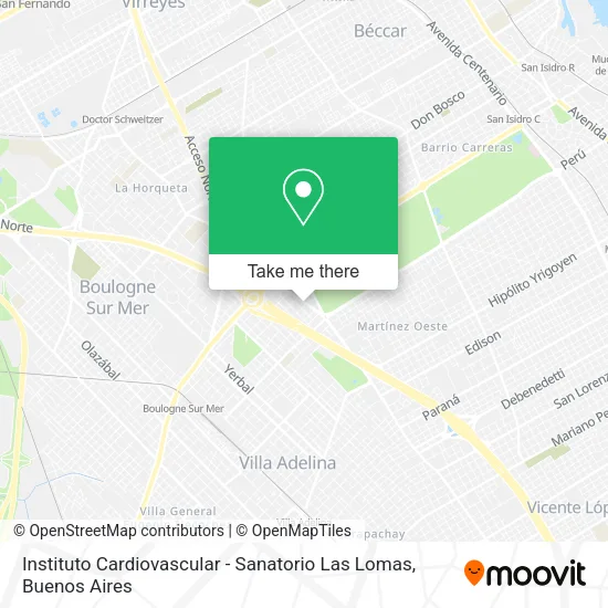 Mapa de Instituto Cardiovascular - Sanatorio Las Lomas