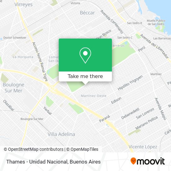 Thames - Unidad Nacional map
