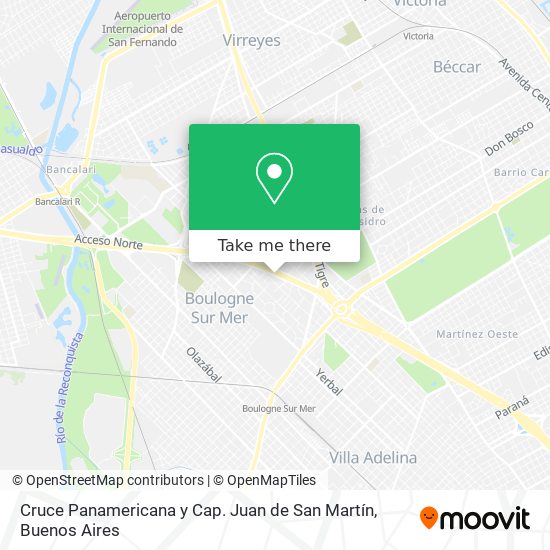 Cruce Panamericana y Cap. Juan de San Martín map