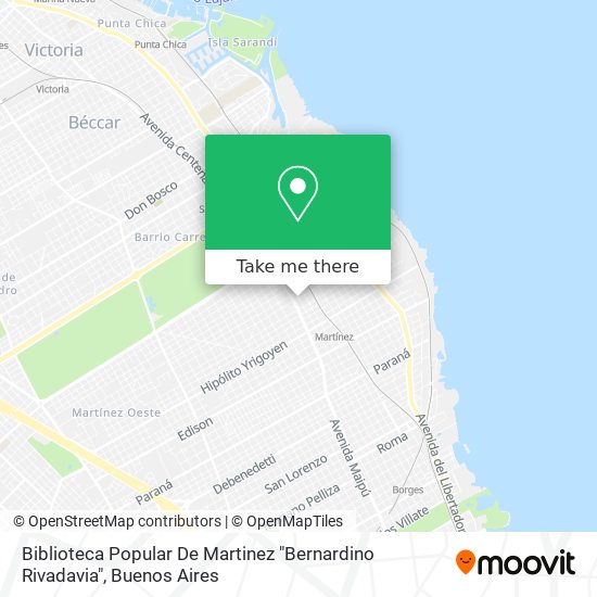Mapa de Biblioteca Popular De Martinez "Bernardino Rivadavia"