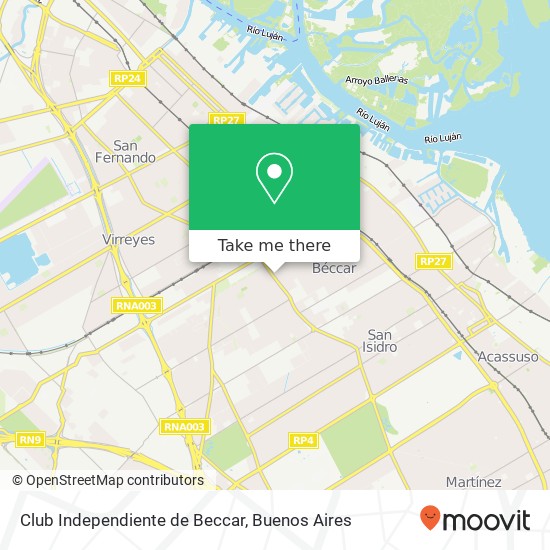 Club Independiente de Beccar map