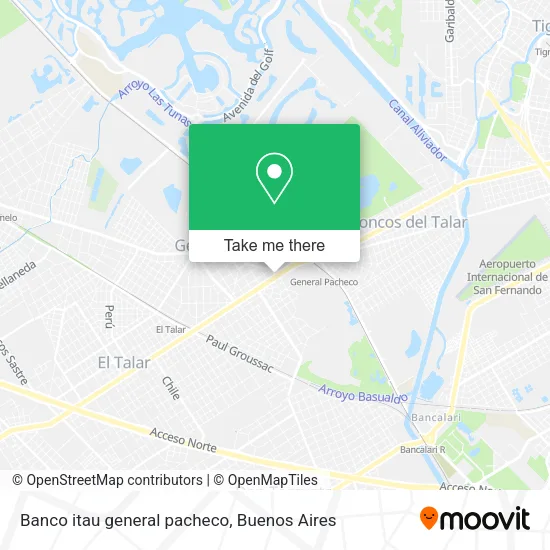 Mapa de Banco itau general  pacheco