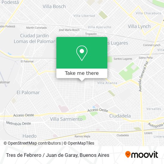 Tres de Febrero / Juan de Garay map