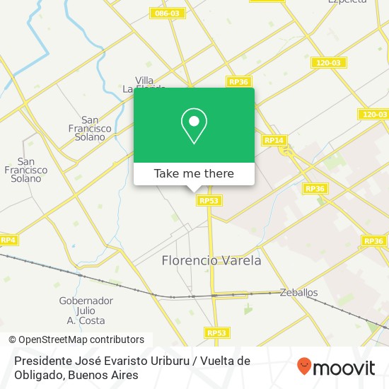 Presidente José Evaristo Uriburu / Vuelta de Obligado map
