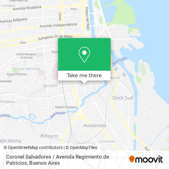 Coronel Salvadores / Avenida Regimiento de Patricios map