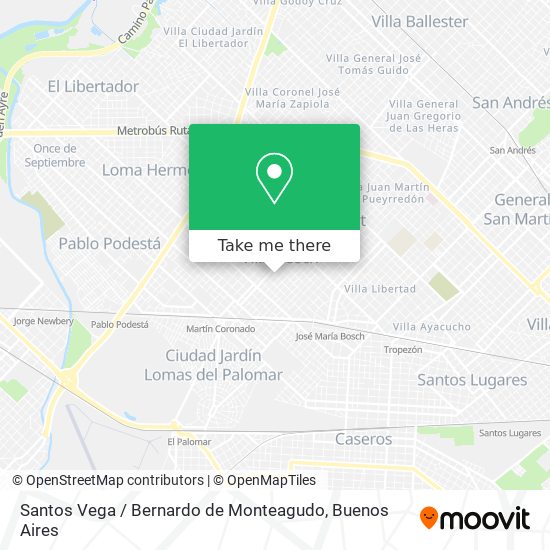 Santos Vega / Bernardo de Monteagudo map